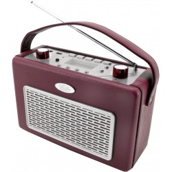 Radio AM-FM con USB  polipiel Rojo Burdeos. TR50BO Soundmaster