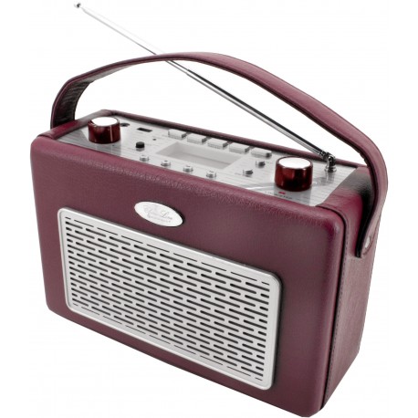Radio AM-FM con USB  polipiel Rojo Burdeos. TR50BO Soundmaster